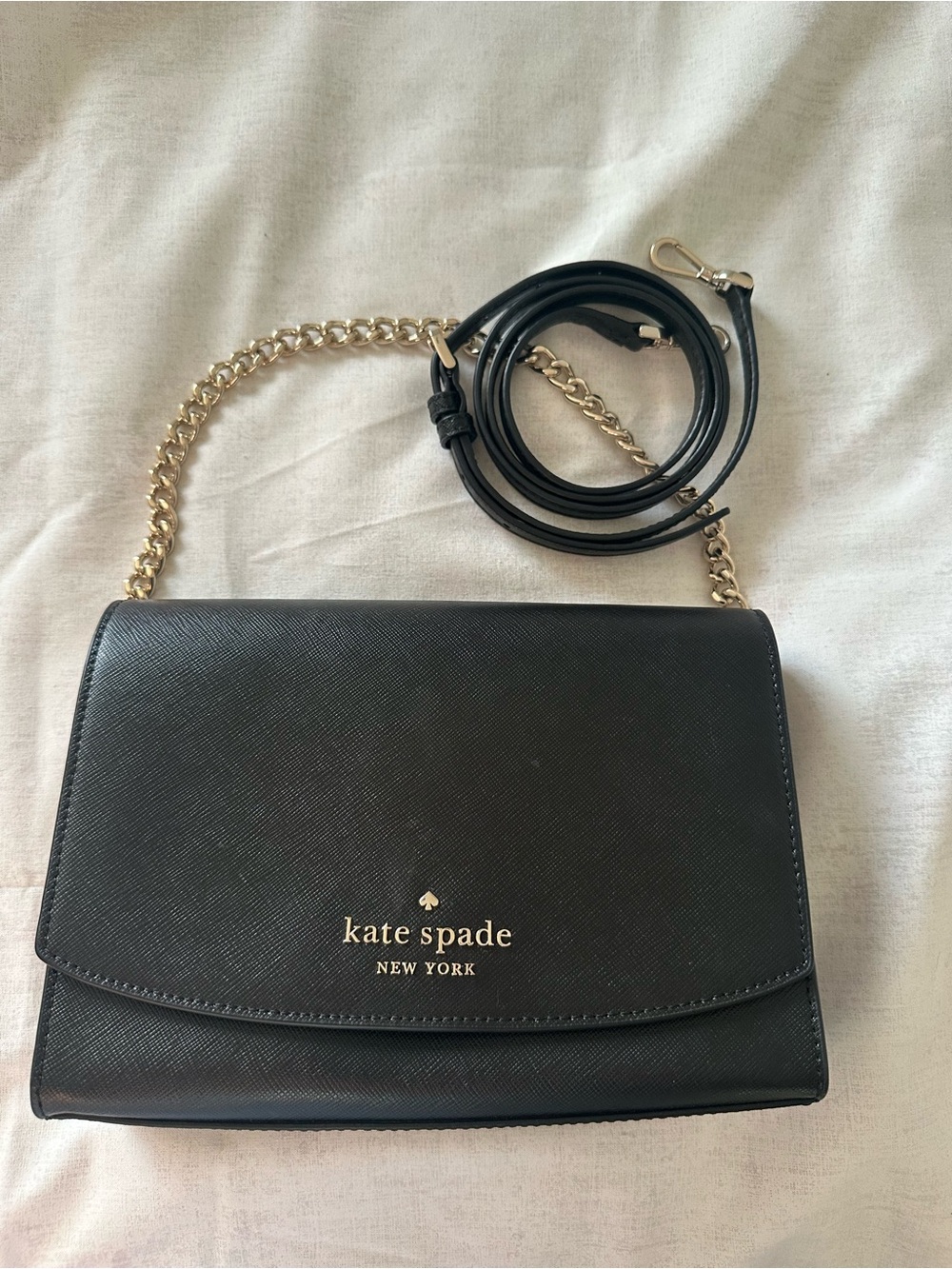 Kate Spade New York Crossbody Bag Black Gold Chain - Picture 3 of 8